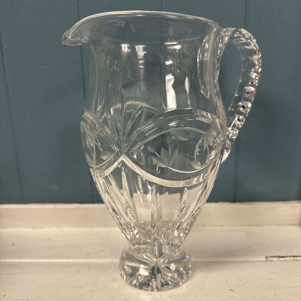 Gorham Victoria’s Garden 10” Pitcher Cut Glass Crystal 42 Ounces Poland